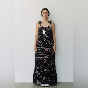 Raviya Black and Pink Tie-Dye Maxi with Tied Shoulder Straps